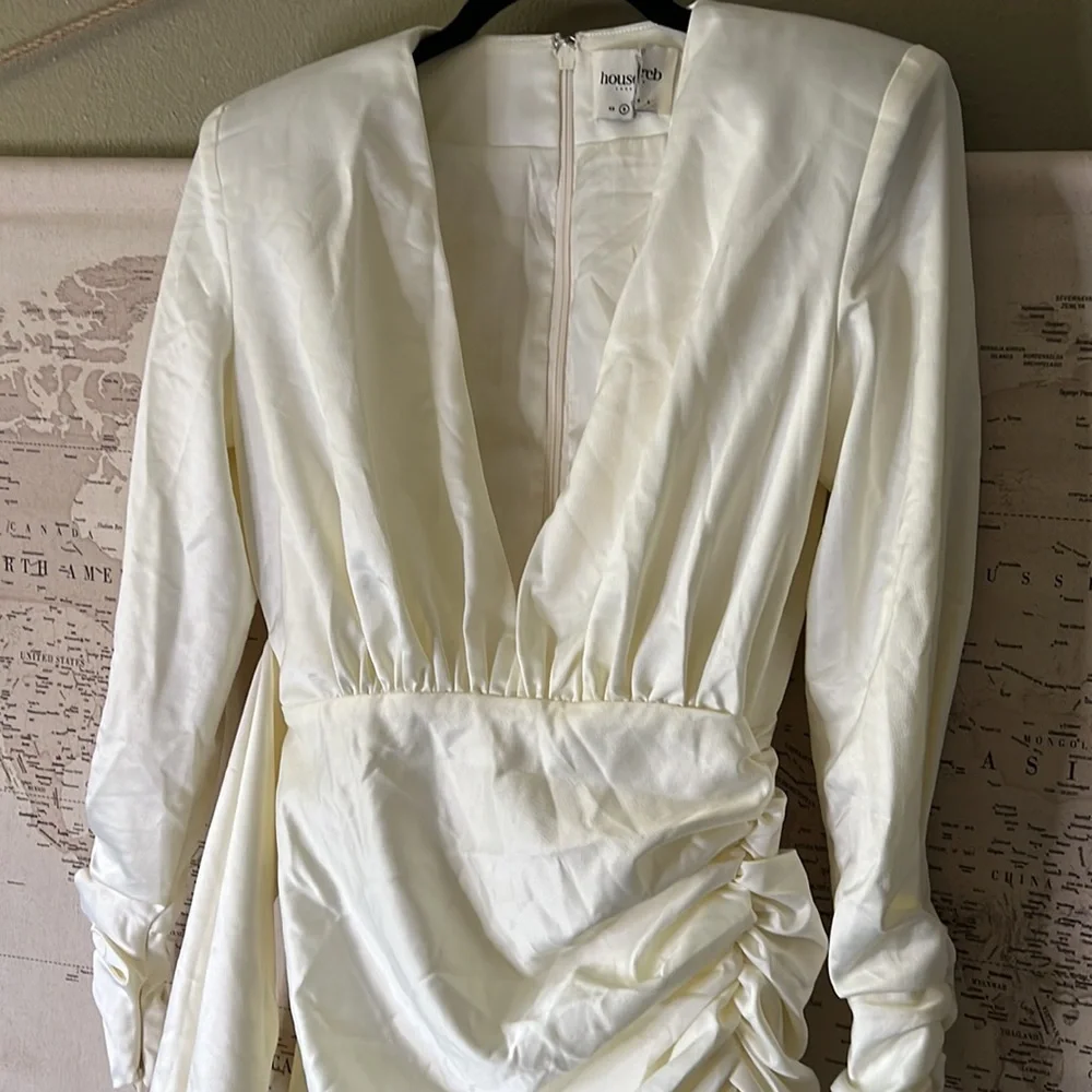 HOUSE OF CB 'Loana' Ivory Draped Satin Dress NWOT - Picture 14 of 14